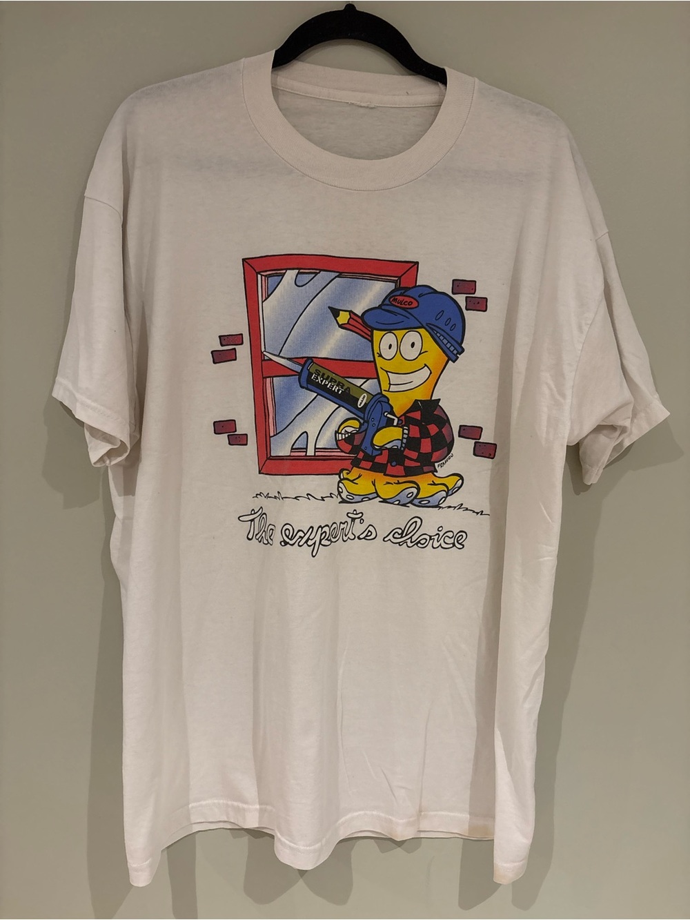 White Graphic Crewneck T-Shirt with Cartoon Print